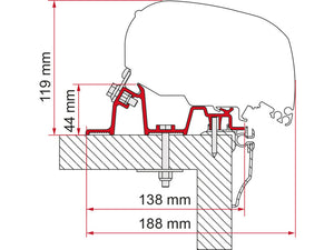 Kit caravan hobby dal 2009 staffa per tendalini Fiamma F80/ F65