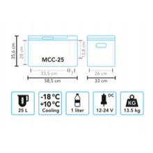 Carica l&#39;immagine nel visualizzatore di Gallery, Scheda tecnica frigorifero portatile a compressore Mestic MCC-25
