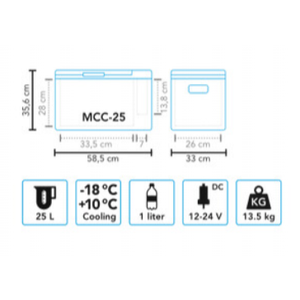 Scheda tecnica frigorifero portatile a compressore Mestic MCC-25