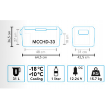 Carica l&#39;immagine nel visualizzatore di Gallery, Scheda tecnica Frigorifero portatile a compressore Mestic MCCHD-33 AC/DC
