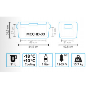 Scheda tecnica Frigorifero portatile a compressore Mestic MCCHD-33 AC/DC