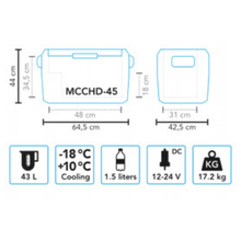 Carica l&#39;immagine nel visualizzatore di Gallery, Scheda tecnica frigorifero portatile a compressore Mestic MCCHD-45 AC/DC
