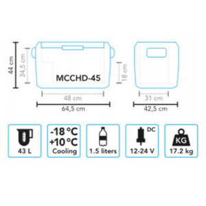 Scheda tecnica frigorifero portatile a compressore Mestic MCCHD-45 AC/DC