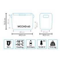 Carica l&#39;immagine nel visualizzatore di Gallery, Scheda tecnica frigorifero portatile a compressore Mestic MCCHD-60 AC/DC
